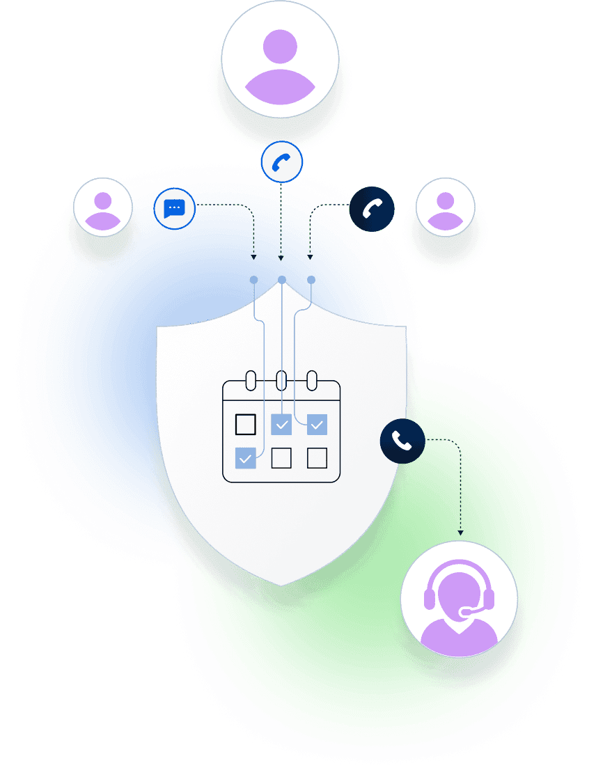 24/7 accessibility illustration showing round-the-clock call availability