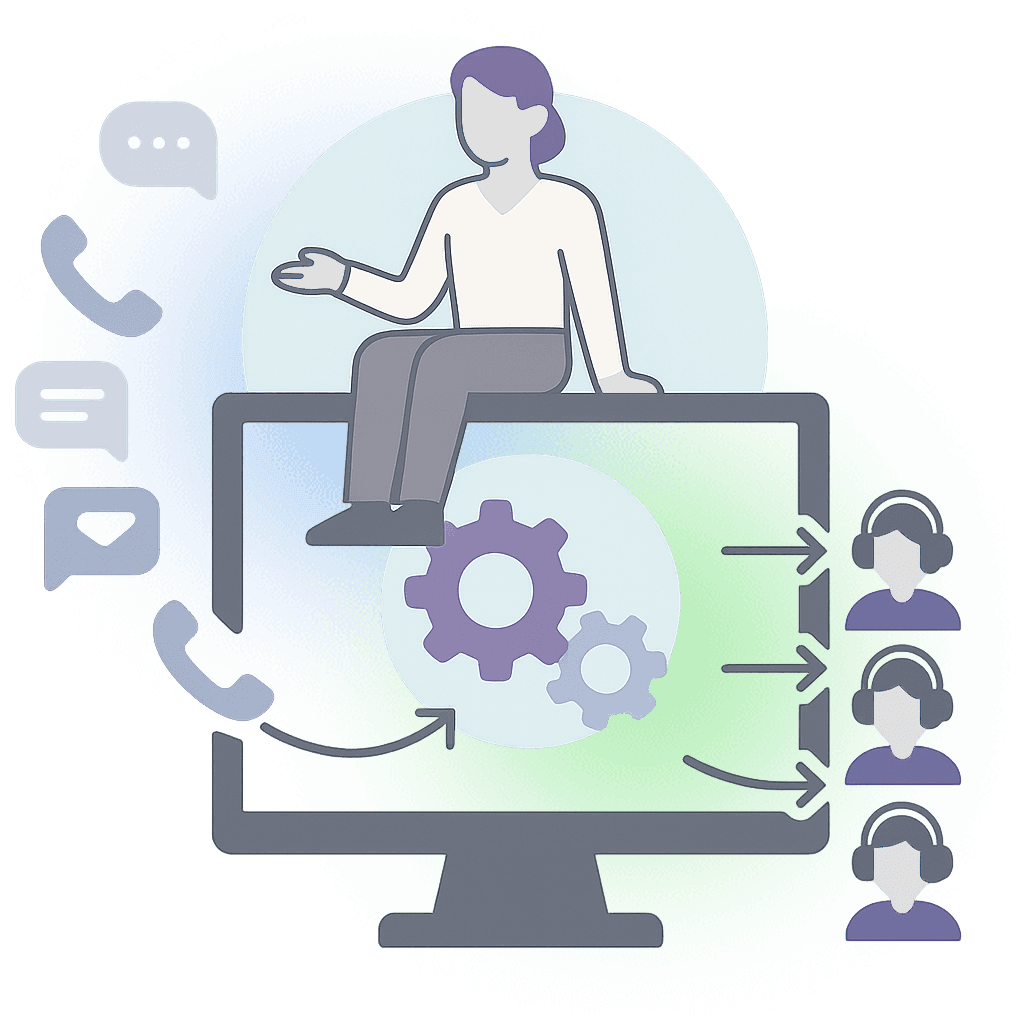 Automated answering service routing communications to staff