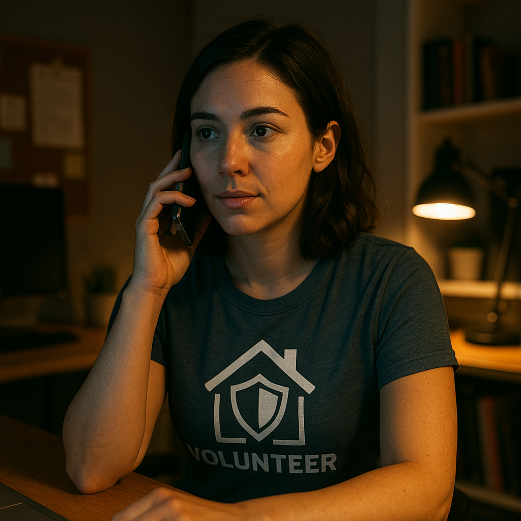 Nonprofit call center volunteer handling a crisis call